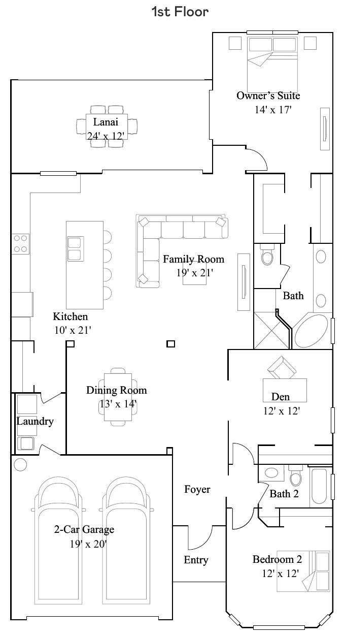 Floor plan drawing of the Angelina