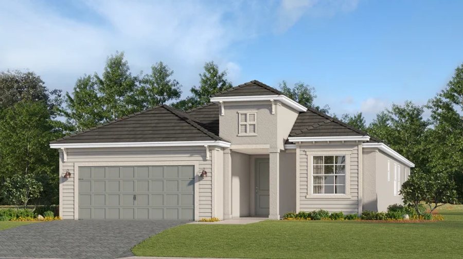 Front elevation rendering of the Isabella home design at Stillwater