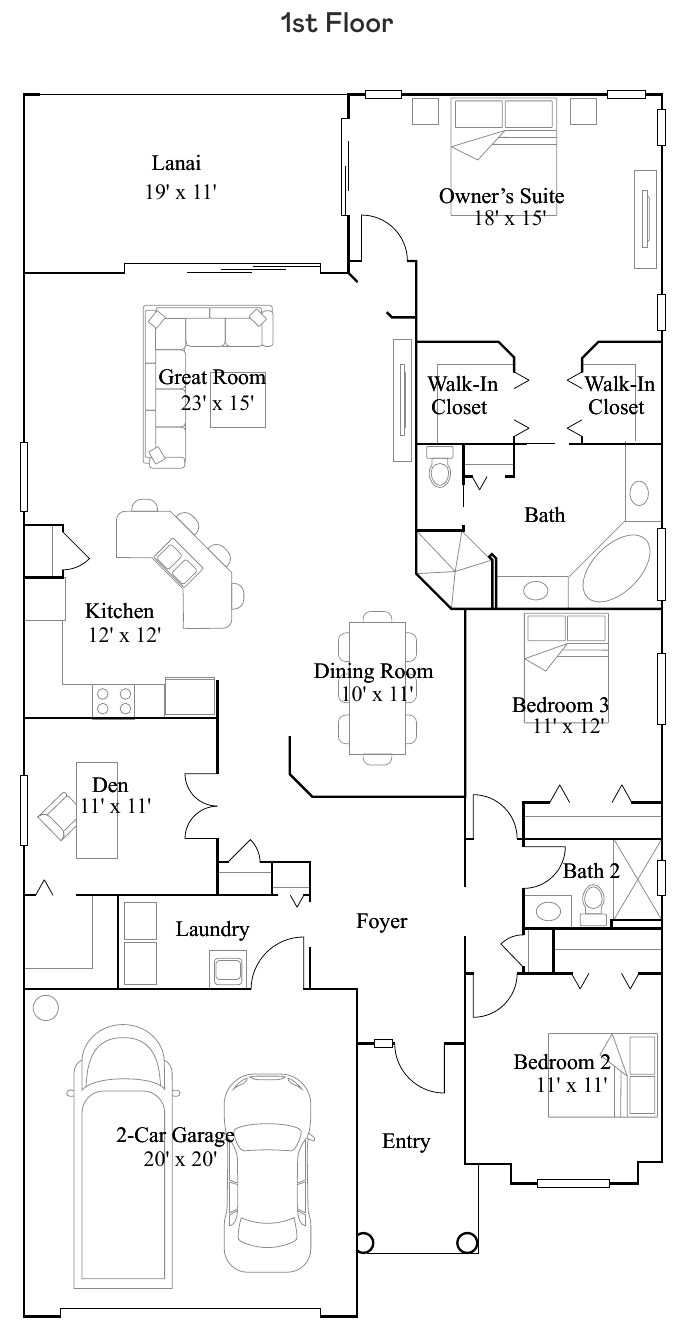 Floor plan drawing of the Isabella