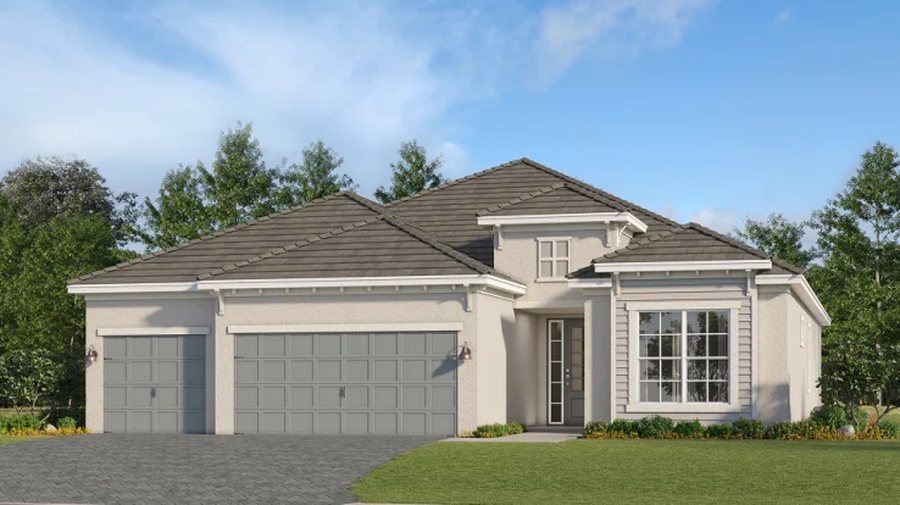 Front elevation rendering of the Princeton home design at Stillwater