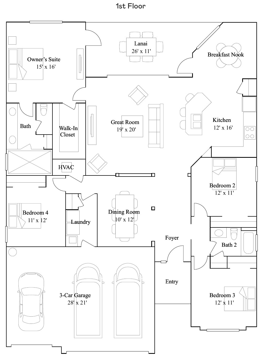 Floor plan drawing of the Princeton