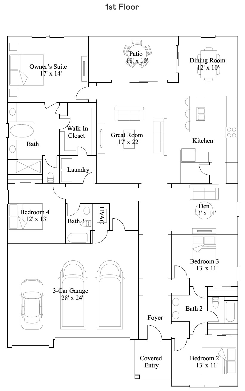 Floor plan drawing of the Richmond