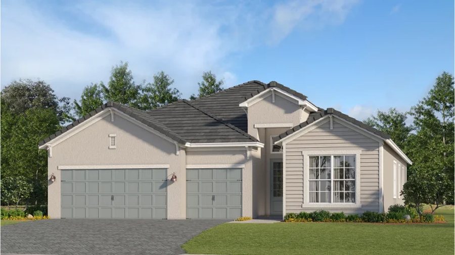 Front elevation rendering of the Stanford home design at Stillwater